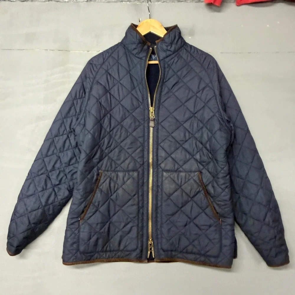 Polo Ralph Lauren Mens Navy Blue‎ Diamond Quilted Fleece Lined Jacket Large